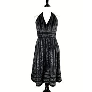 Liz Claiborne Black White Striped Halter Dress